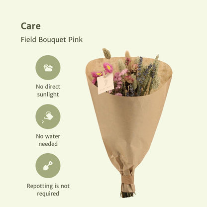 Droogbloemen Field Bouquet Pink - Ø15 - ↨35cm